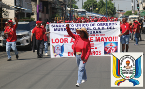 1 ERO DE MAYO. TRIGÉSIMA OCTAVA MARCHA DEL SINDICATO ÚNICO DE OBREROS DEL G.A.D MUNICIPAL DE DURÁN.